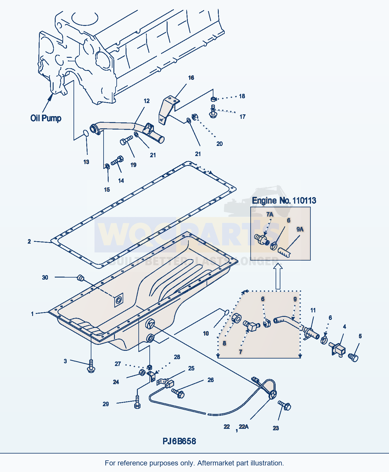 Komatsu WA500-3H Oil Pan And Suction Tube parts diagram