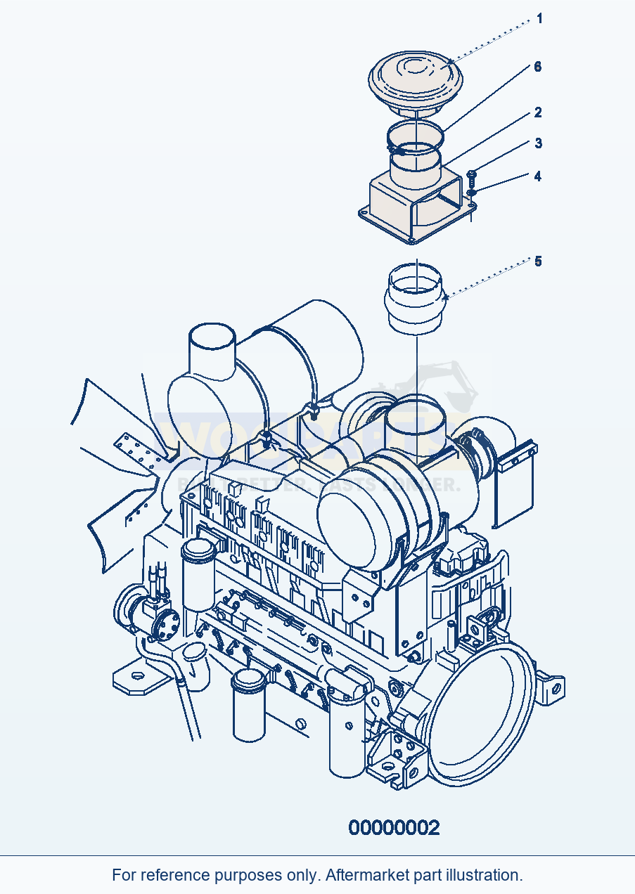 Komatsu WA500-3H Pre Cleaner parts diagram