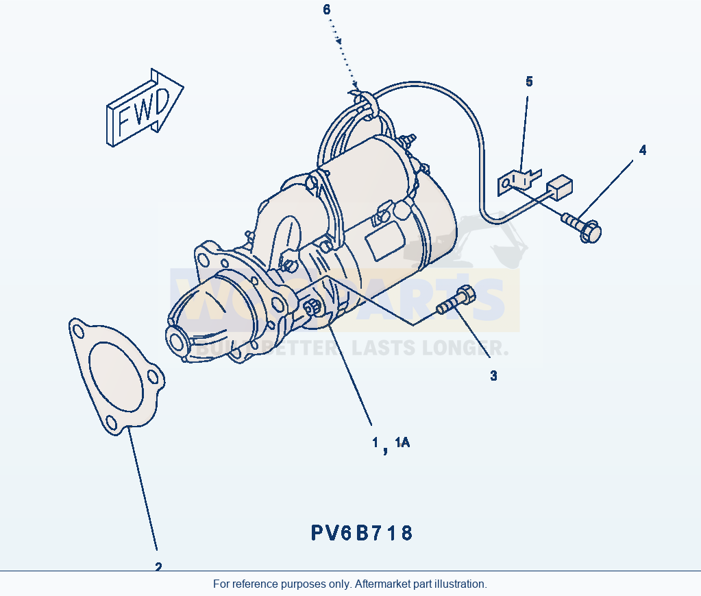 Komatsu WA500-3H Starting Motor (11Kw) parts diagram