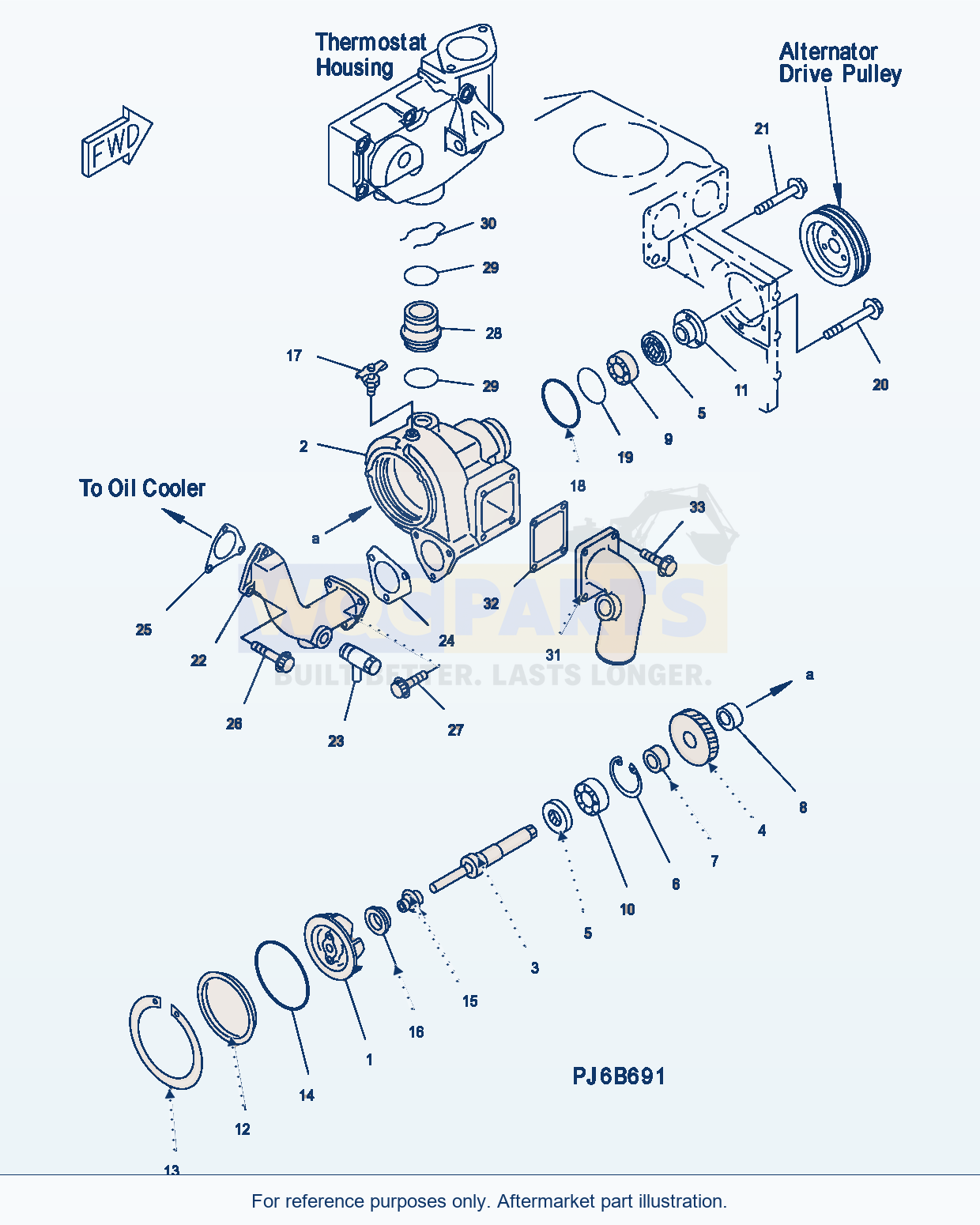 Komatsu WA500-3H Water Pump parts diagram