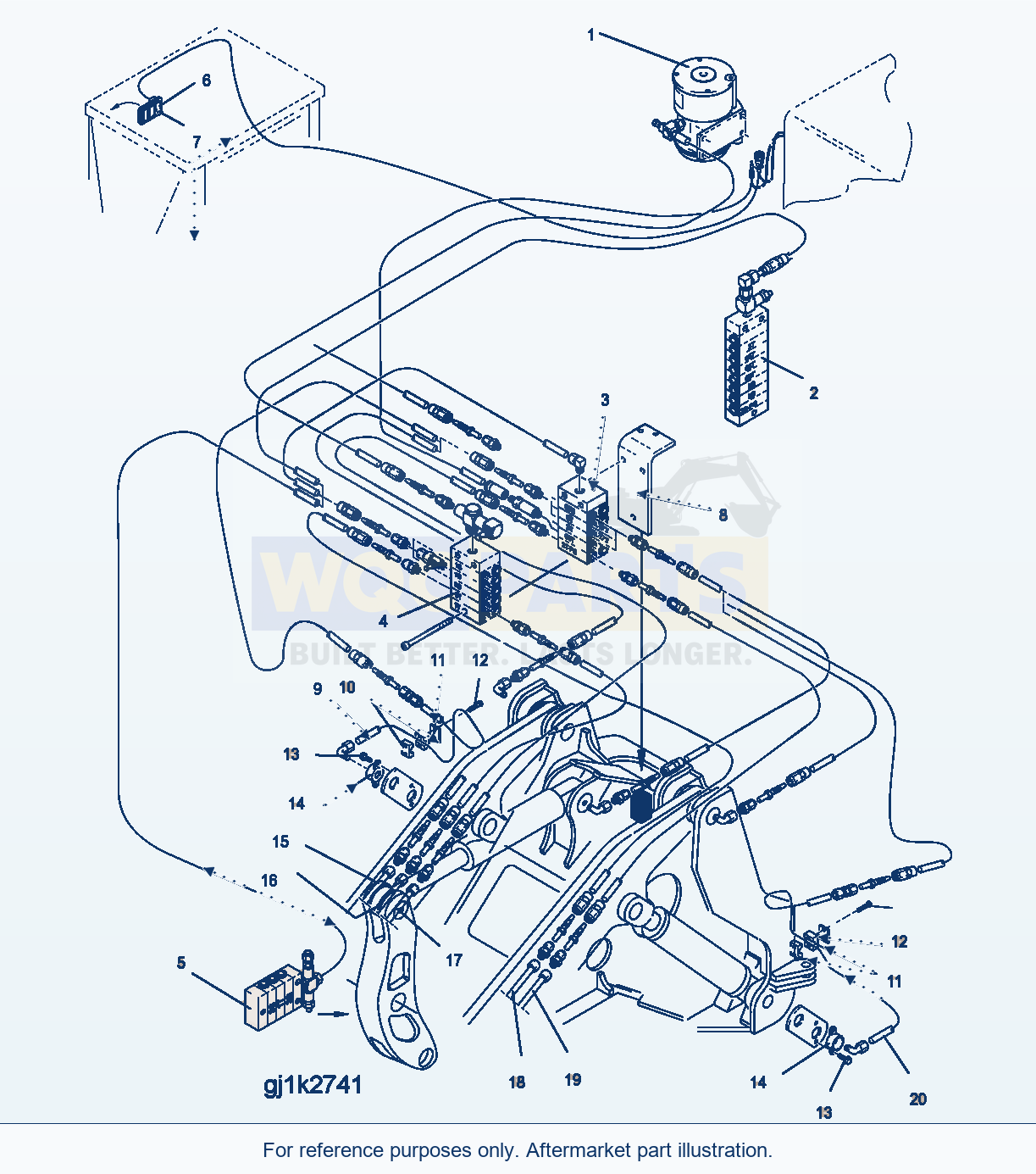 Komatsu WA500-3H Central Lubrication System (Front Frame) parts diagram