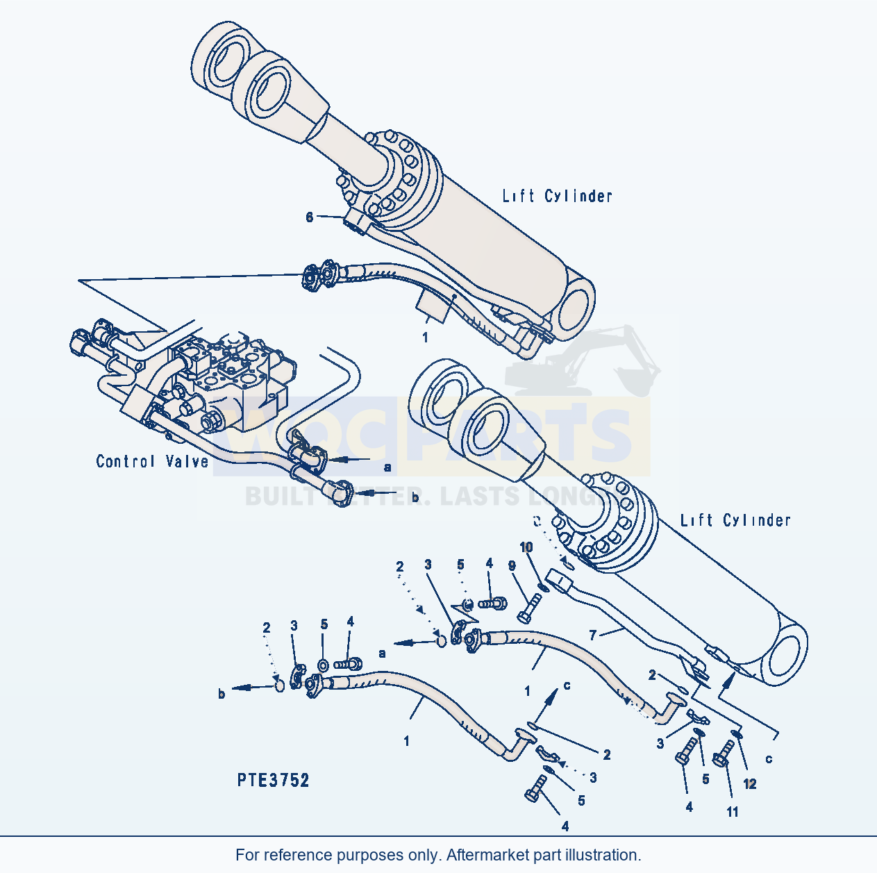Komatsu WA500-3H Hydr. Line (Lift Cylinder Line) parts diagram