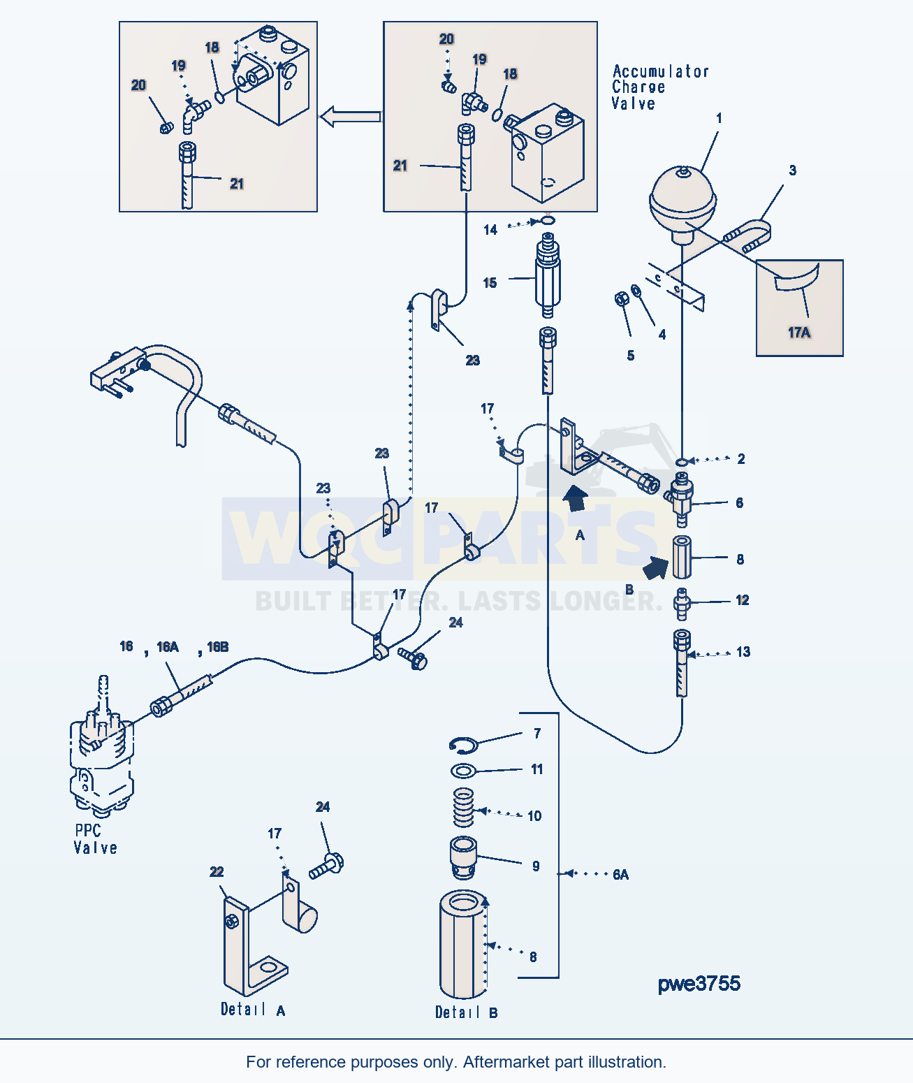 Komatsu WA500-3H Hydr. Line (Ppc Valve And Drain) parts diagram