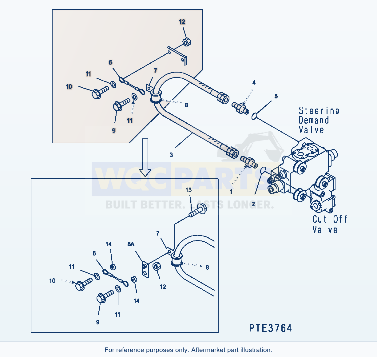 Komatsu WA500-3H Hydr. Line Steering (Demand Valve - Cut Off) parts diagram