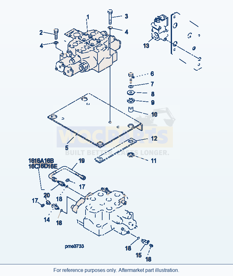 Komatsu WA500-3H Main Valve 2-Spool (Mounting) parts diagram