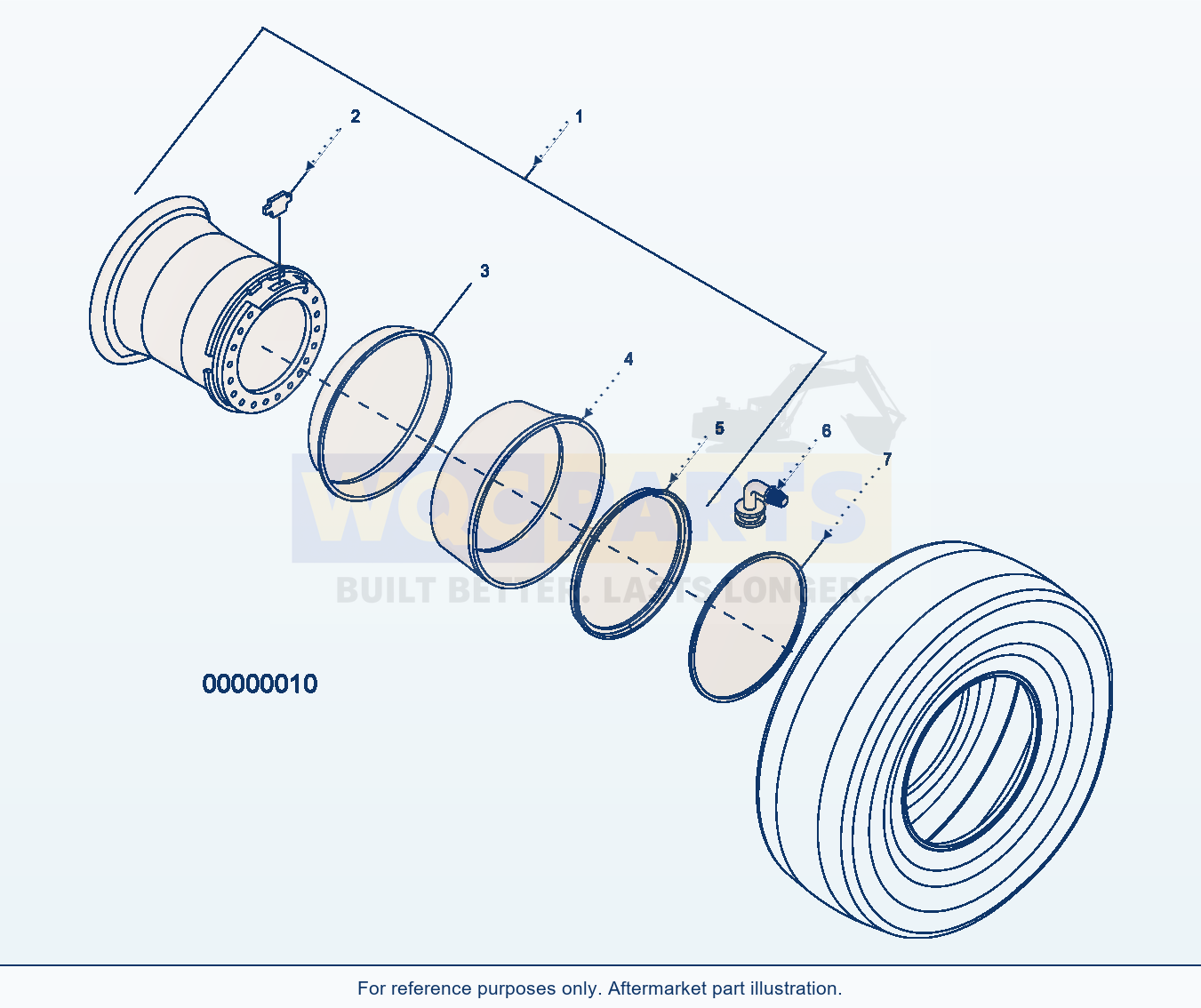 Komatsu WA500-3H Wheel 26.5 With Tyre parts diagram