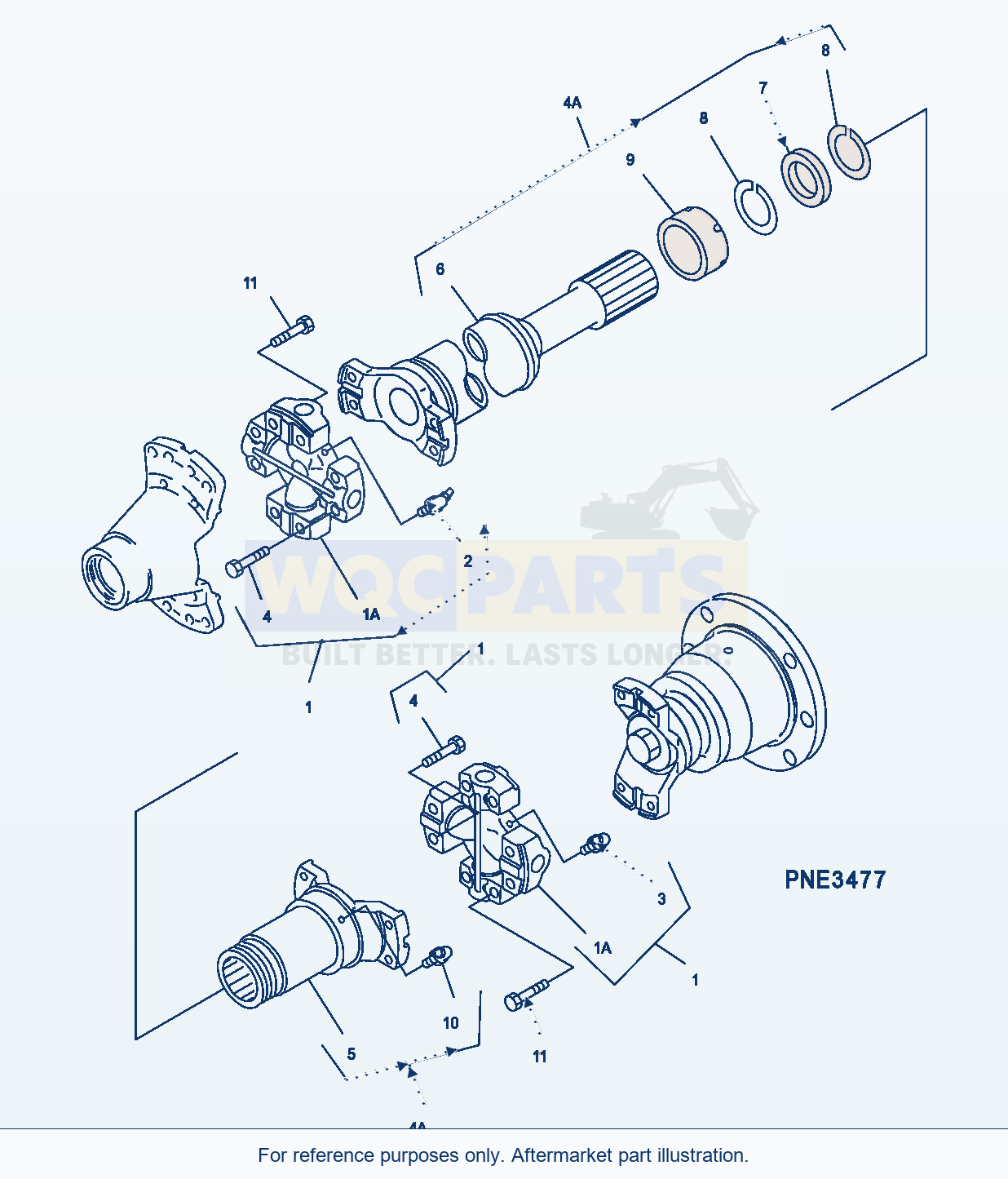 Komatsu WA500-3H Drive Shaft (Front Axle Side - Front) parts diagram