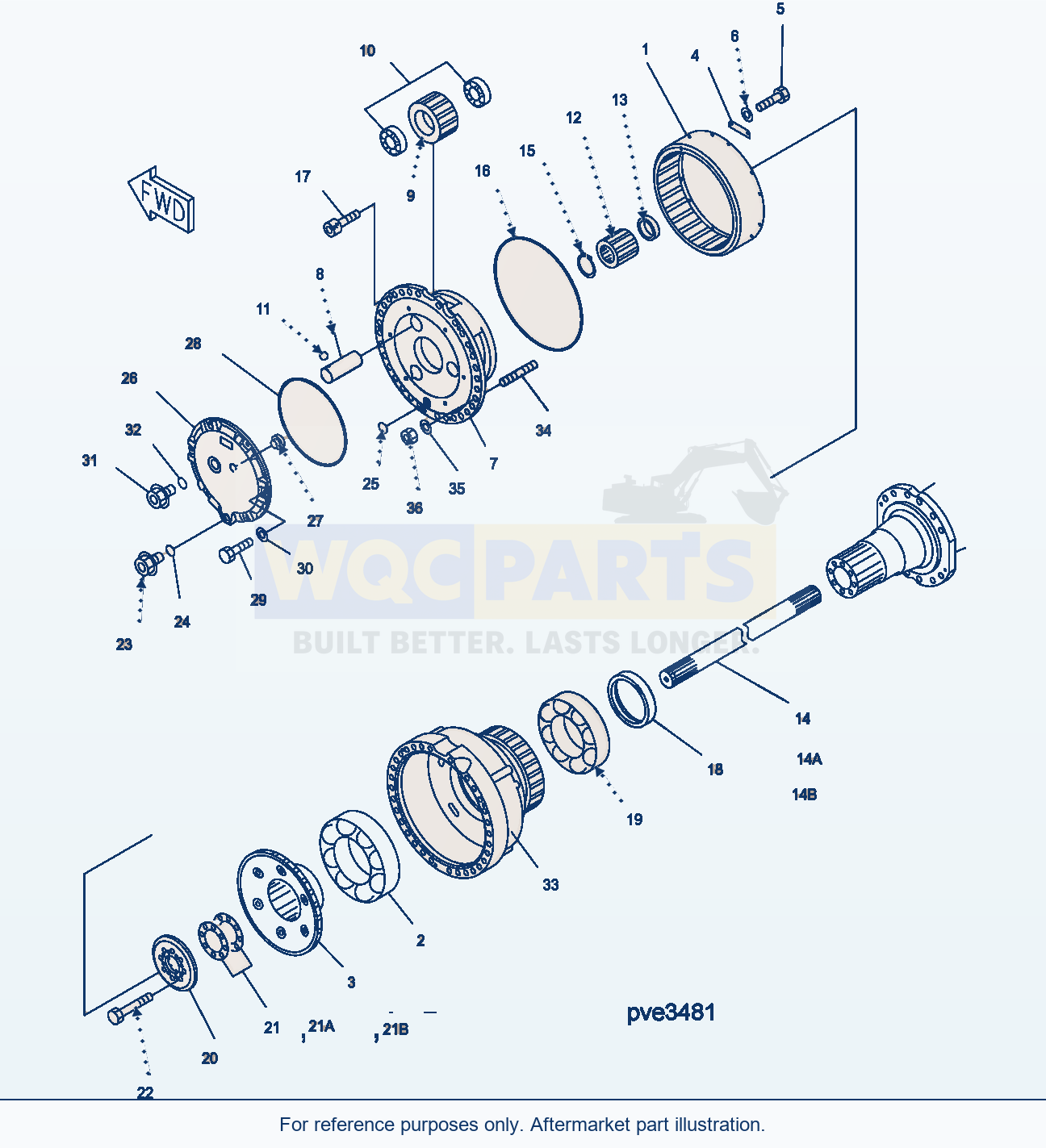 Komatsu WA500-3H Front Axle (Std And Lsd - Final Drive) parts diagram