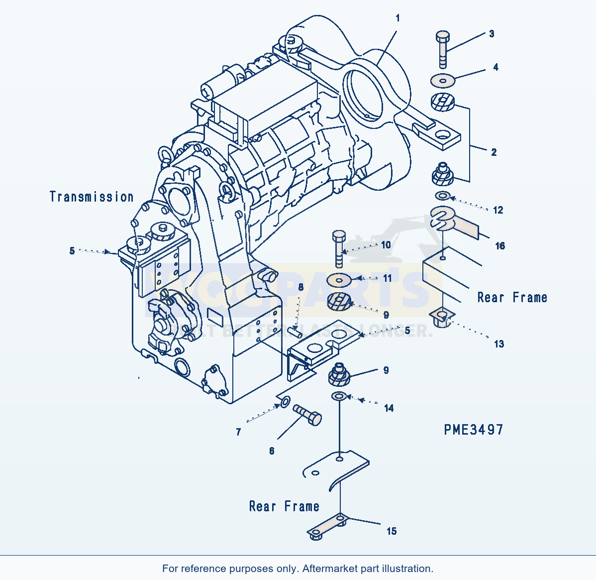 Komatsu WA500-3H T/C And T/M Mounting parts diagram