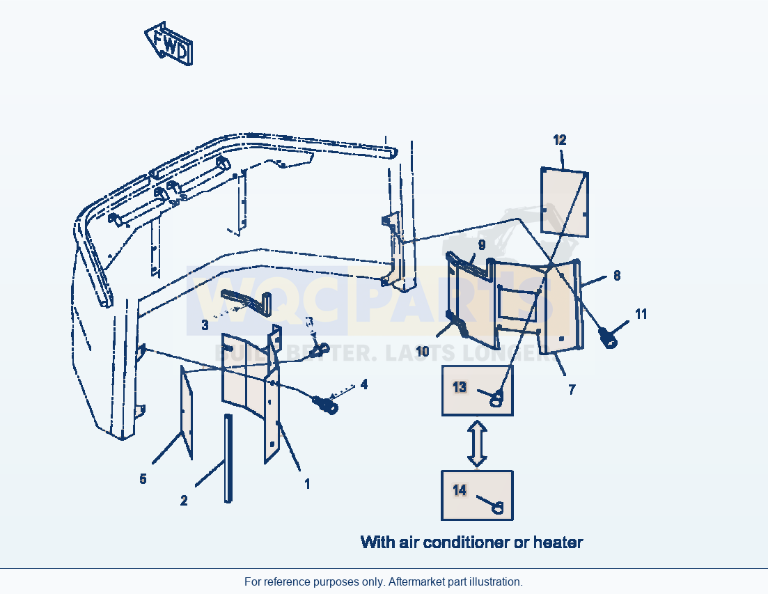 Komatsu WA500-3L Lower Front Interior With Air Conditioner parts diagram