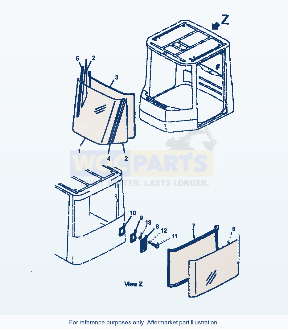 Komatsu WA500-3L Operators Cab Glass parts diagram