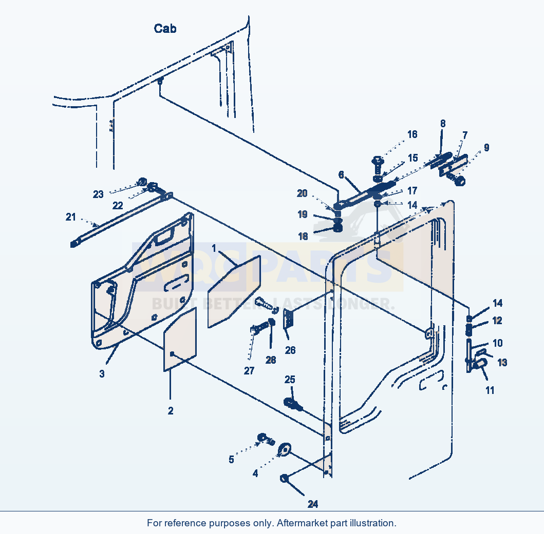 Komatsu WA500-3L Operators Cab L.H. Door Related Parts parts diagram
