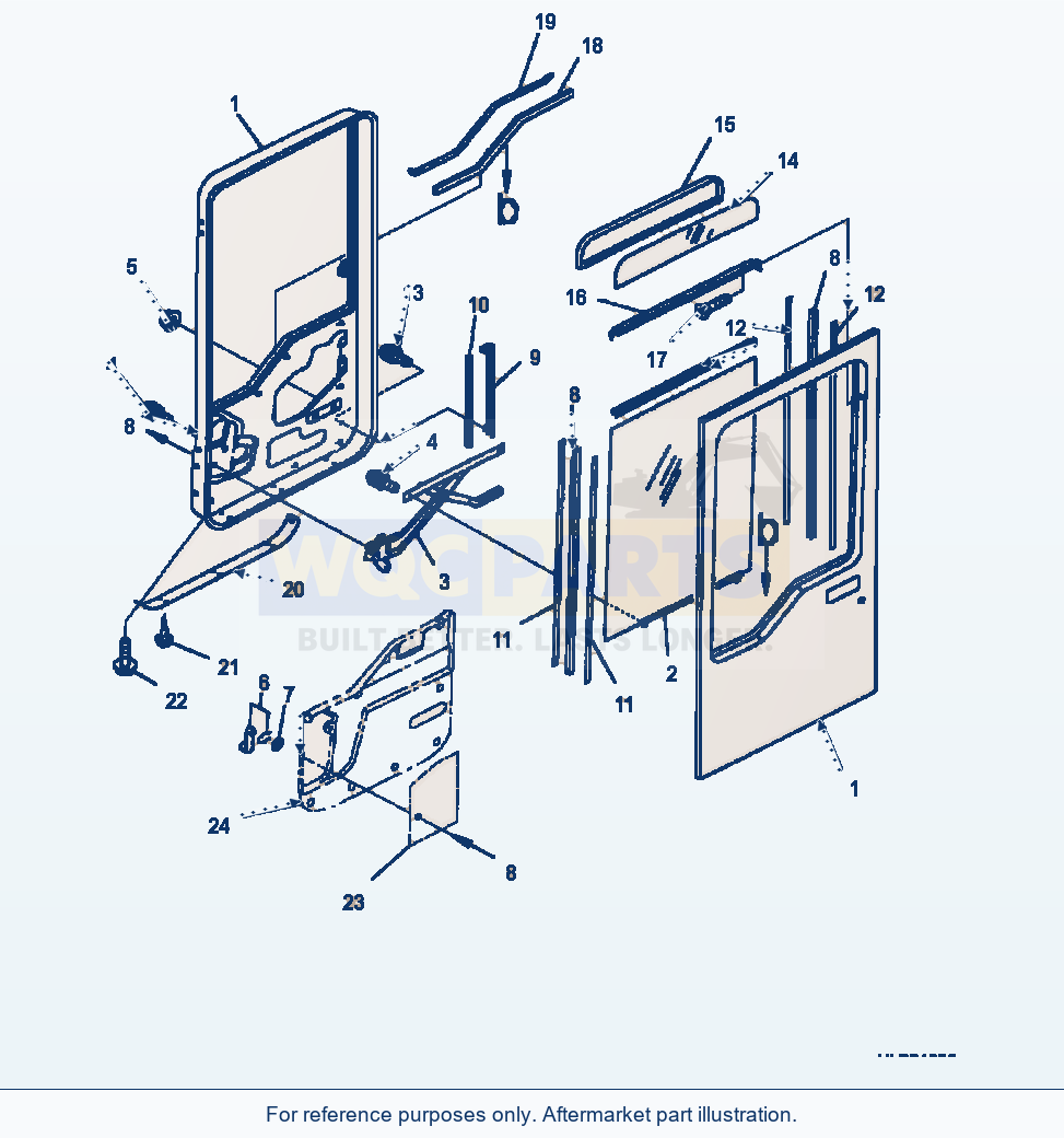 Komatsu WA500-3L Operators Cab L.H. Door parts diagram