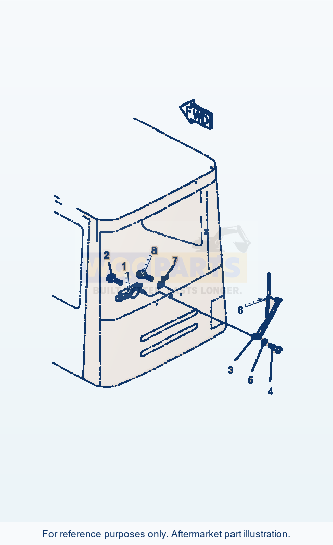 Komatsu WA500-3L Operators Cab Rear Window Wiper parts diagram
