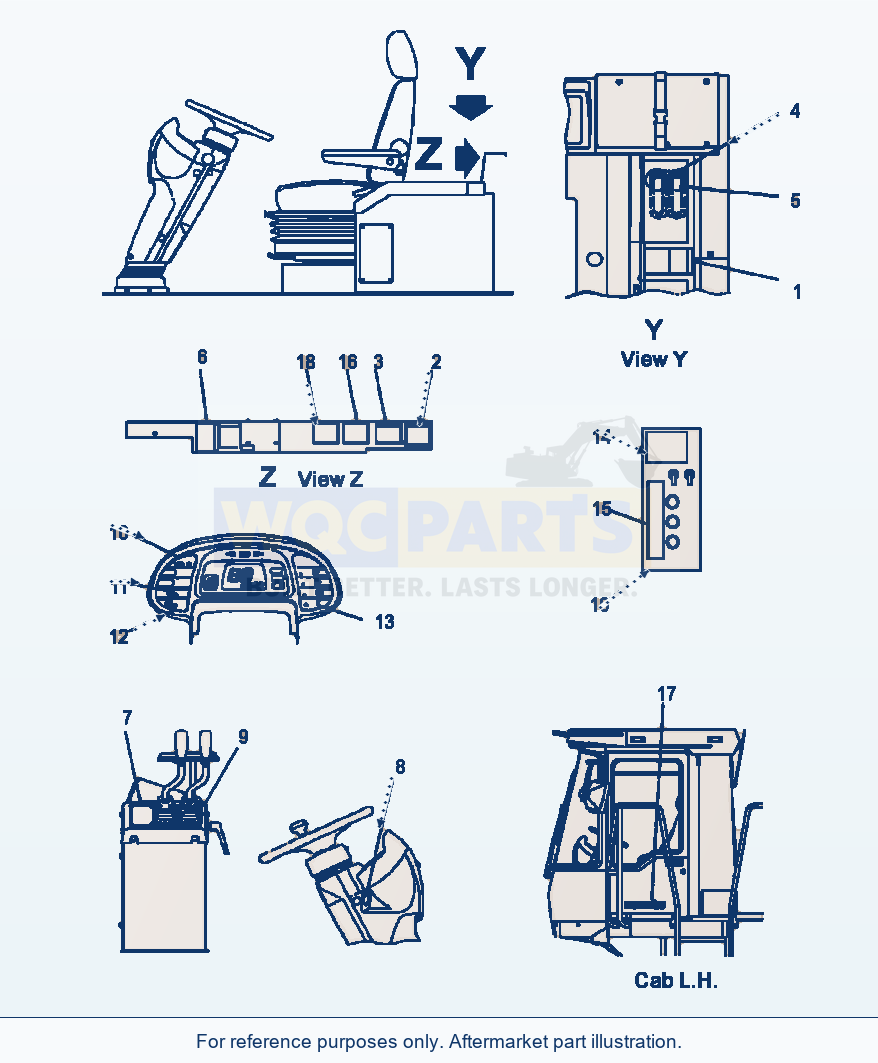 Komatsu WA500-3L Product Graphics Operators Compartment parts diagram