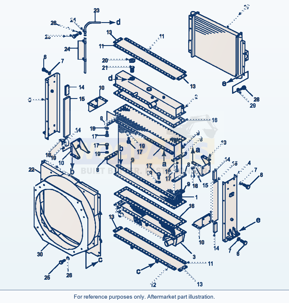 Komatsu WA500-3L Radiator Complete Assembly parts diagram