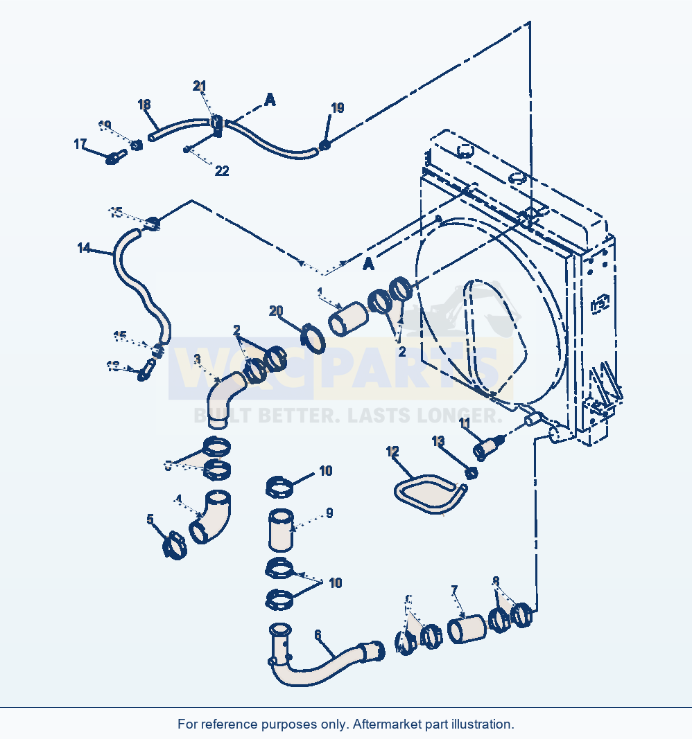 Komatsu WA500-3L Radiator Radiator Piping parts diagram