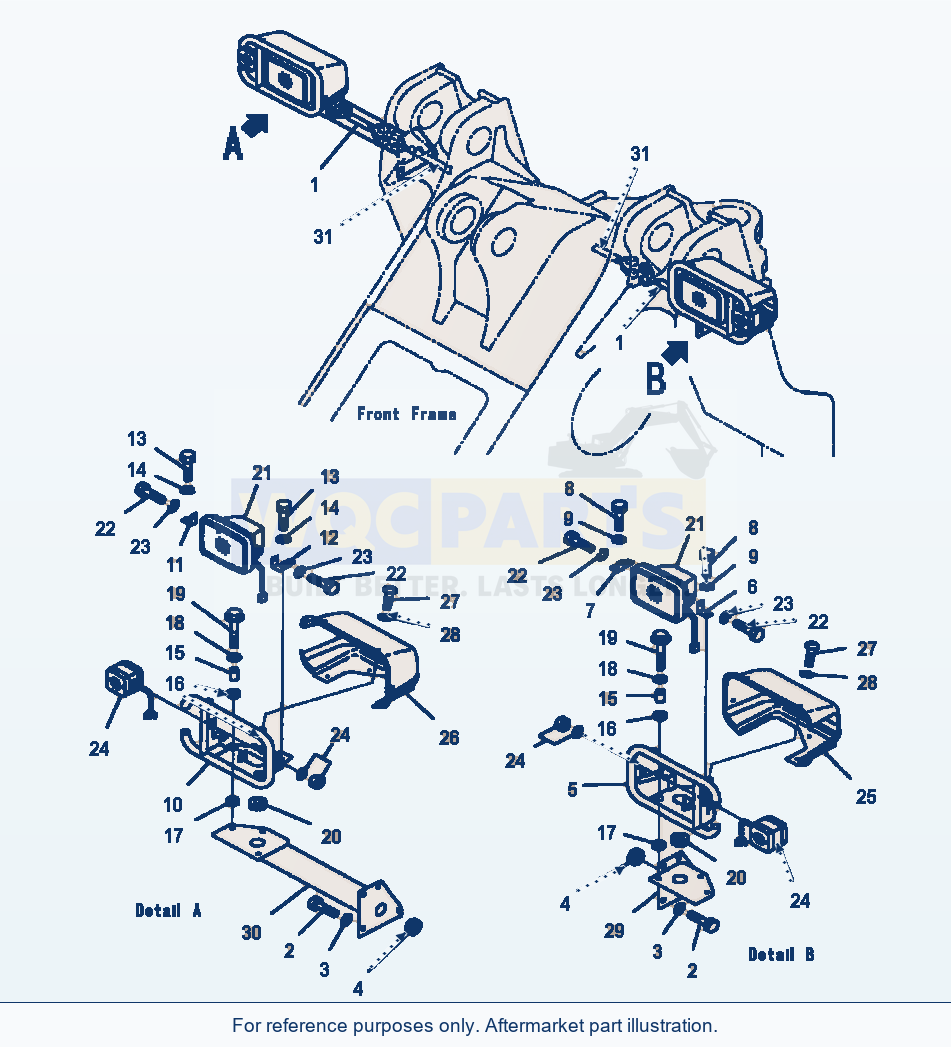 Komatsu WA500-3L Electrical System Front Lamps And Supports parts diagram