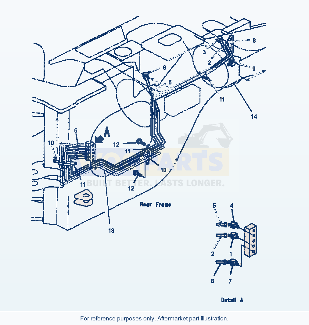 Komatsu WA500-3L Auto Grease Lines Rear Axle parts diagram