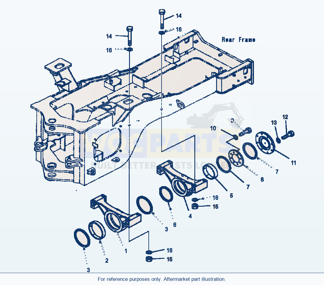Komatsu WA500-3L Rear Axle Support parts diagram