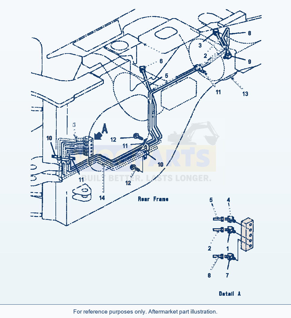 Komatsu WA500-3L Remote Grease Lines Rear Axle parts diagram