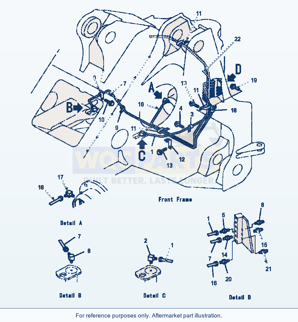 Komatsu WA500-3L Remote Grease Lines Steering Cylinder parts diagram