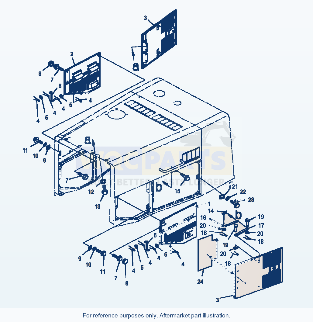 Komatsu WA500-3L Radiator Guard And Hood Engine Side Doors parts diagram