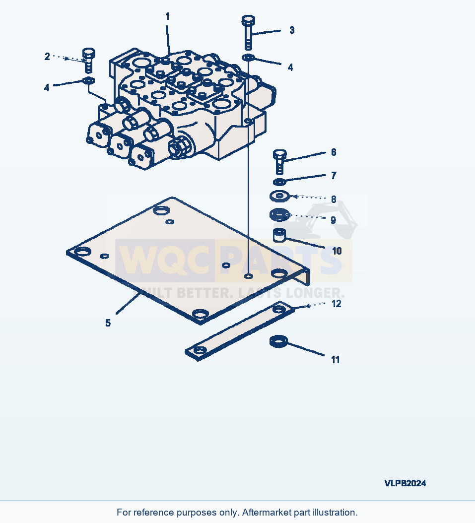 Komatsu WA500-3L Equipment Control Valve Mounting (3-Spool) parts diagram