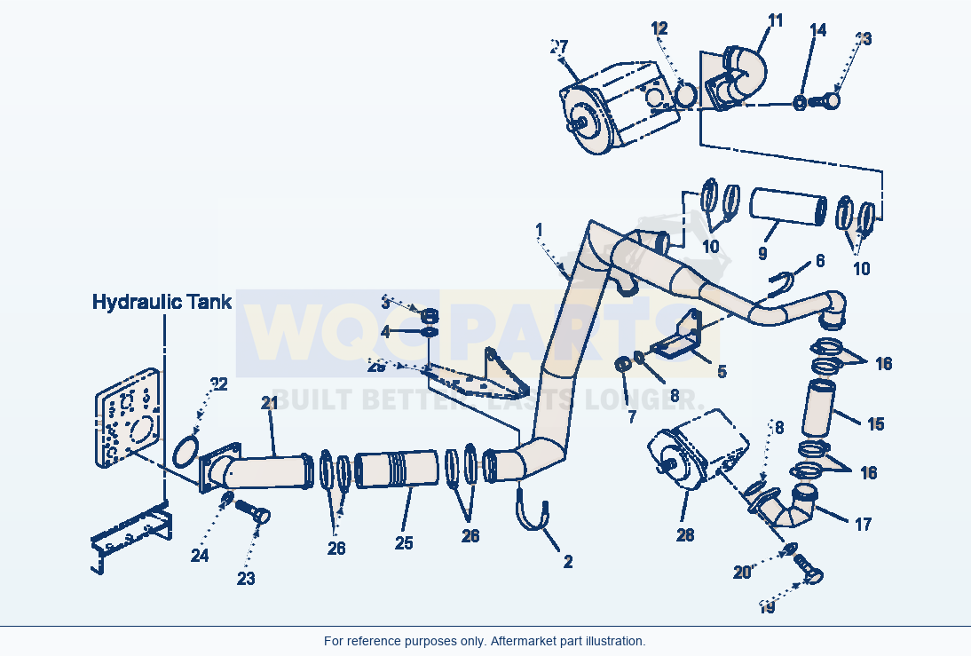 Komatsu WA500-3L Hydraulic Piping Suction Line parts diagram