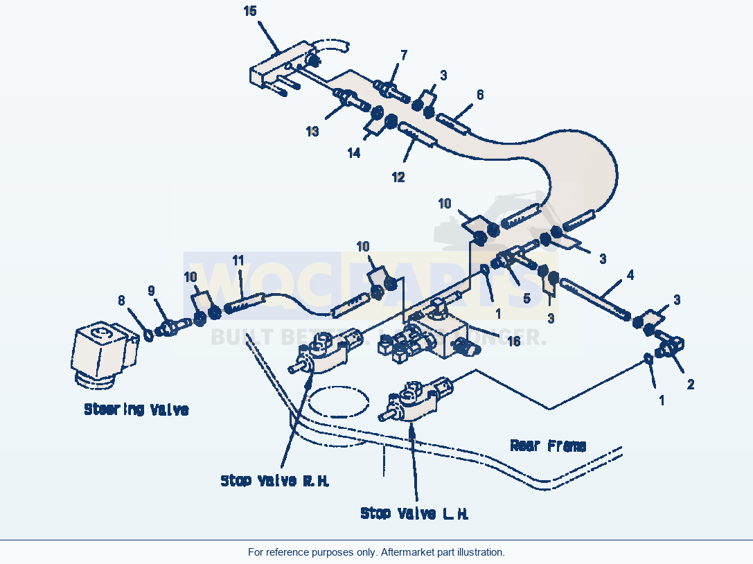 Komatsu WA500-3L Steering Piping Drain Line (Joystick Steering) parts diagram