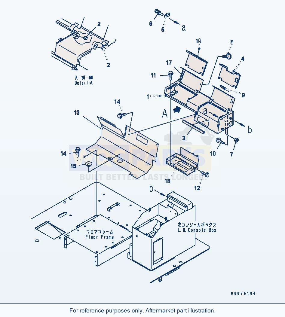 Komatsu WA500-3LK Air Conditioner And Heater (Rear Console Box) parts diagram