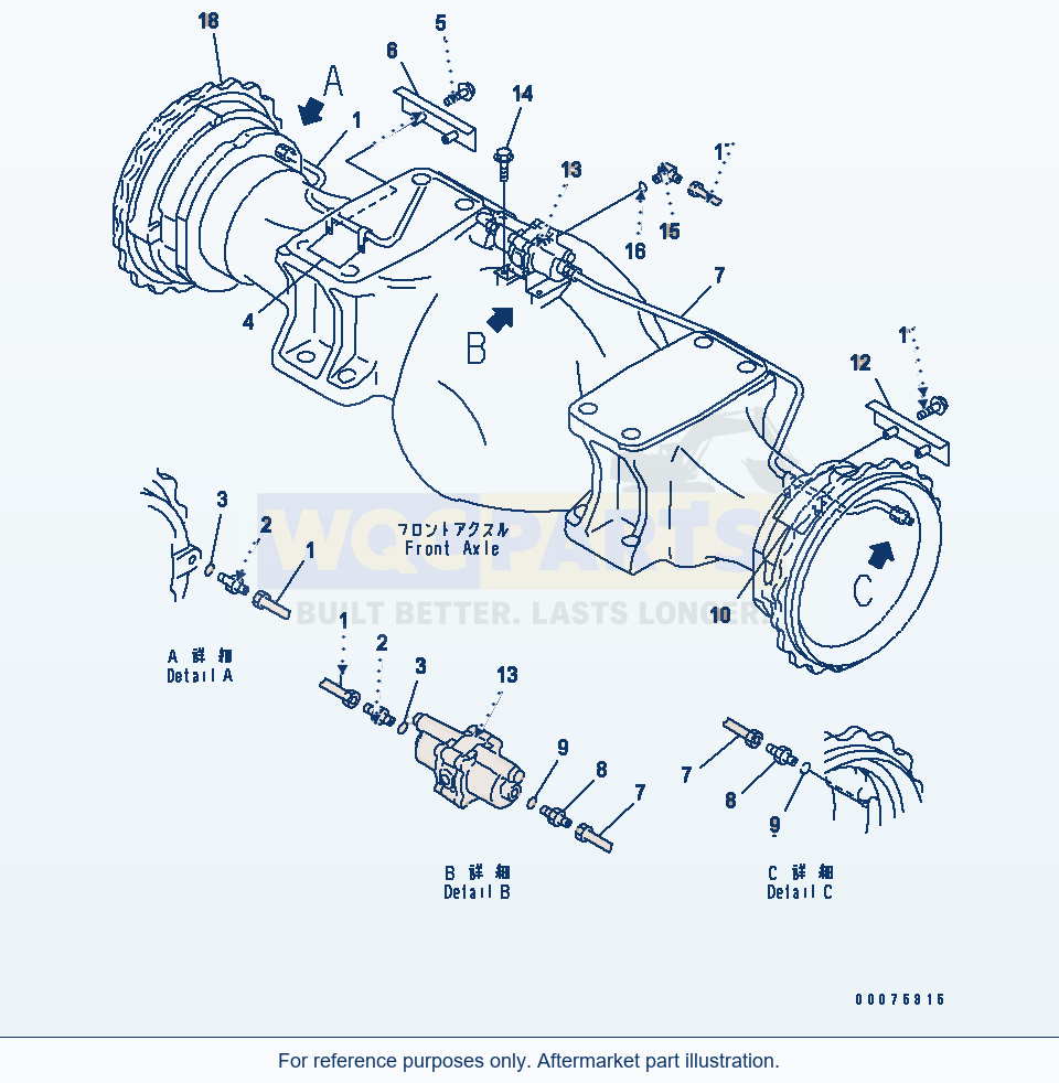 Komatsu WA500-3LK Brake Piping (Front Axle Line) parts diagram