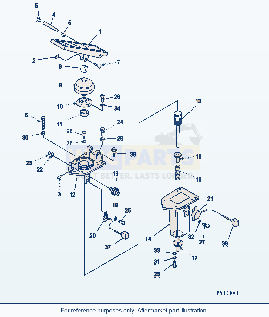 Komatsu WA500-3LK Engine Control (Accelerator Pedal) parts diagram