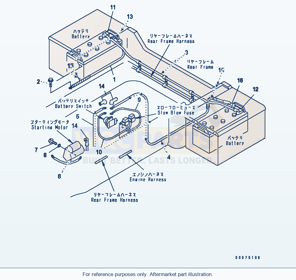 Komatsu WA500-3LK Electrical System (Battery Wiring) parts diagram