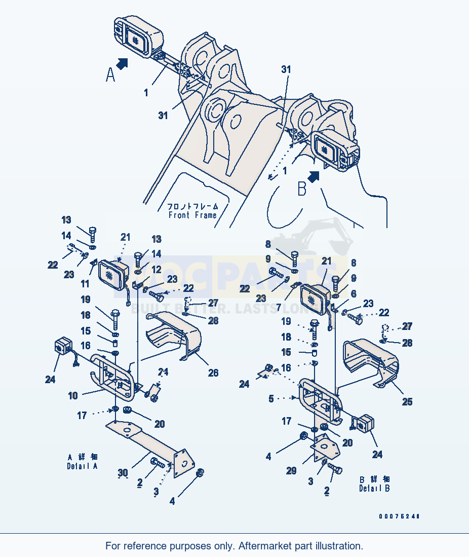 Komatsu WA500-3LK Electrical System (Front Lamps And Supports) parts diagram