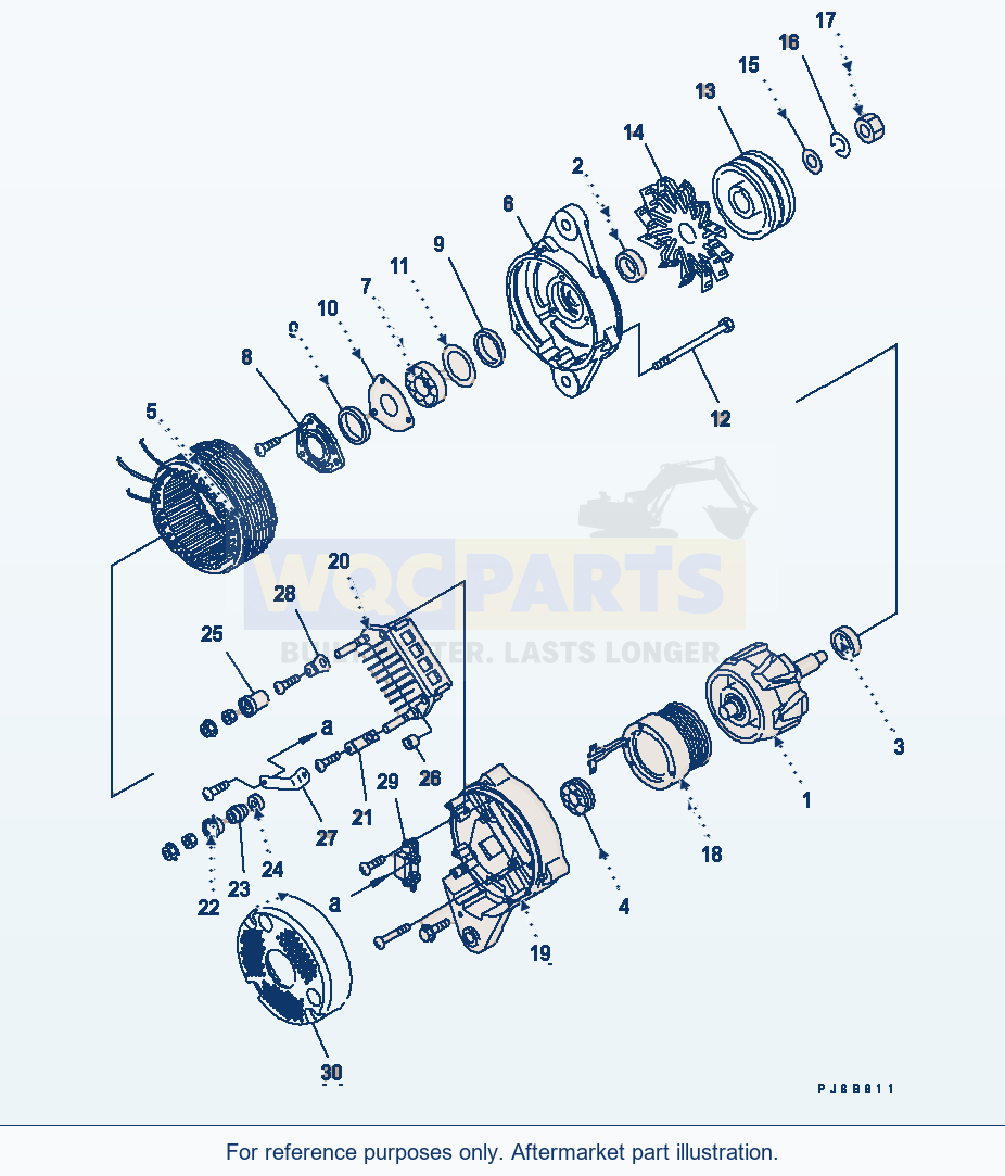 Komatsu WA500-3LK Alternator (50A) (Inner Parts) parts diagram