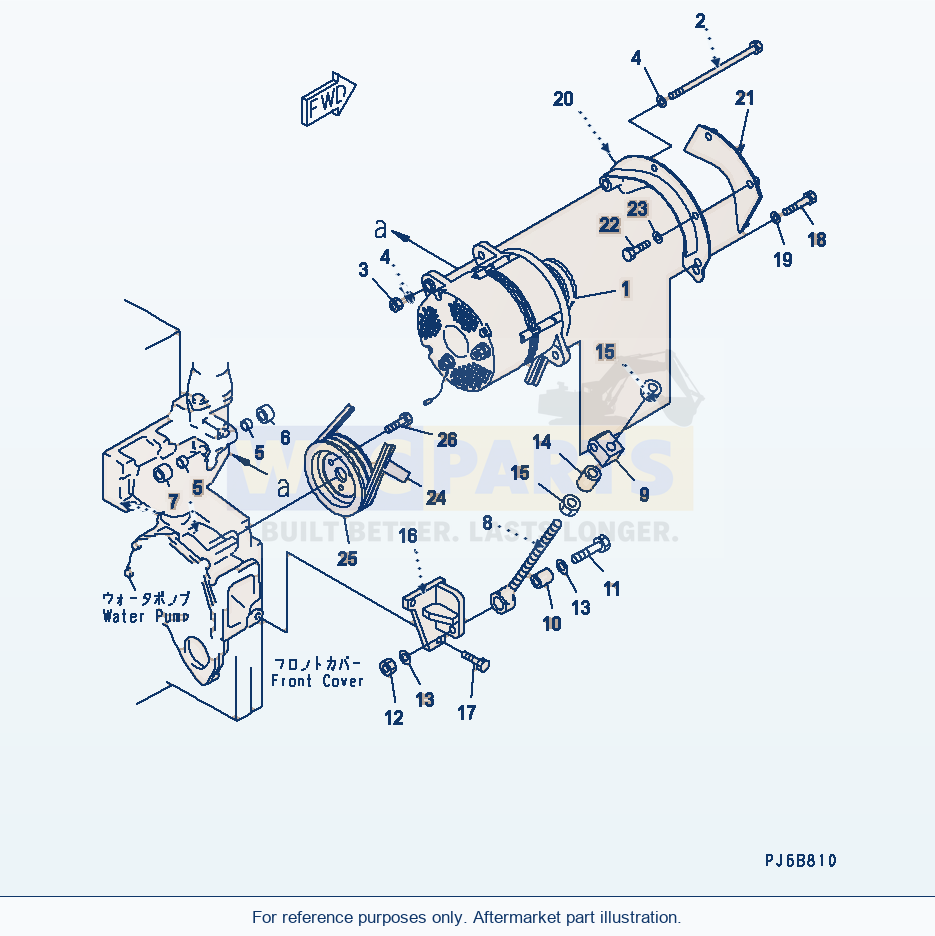 Komatsu WA500-3LK Alternator Mounting (75A) parts diagram