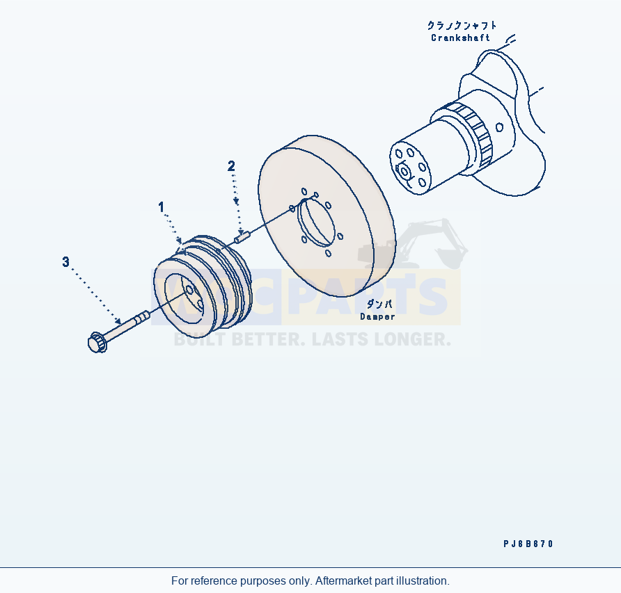 Komatsu WA500-3LK Crank Pulley parts diagram