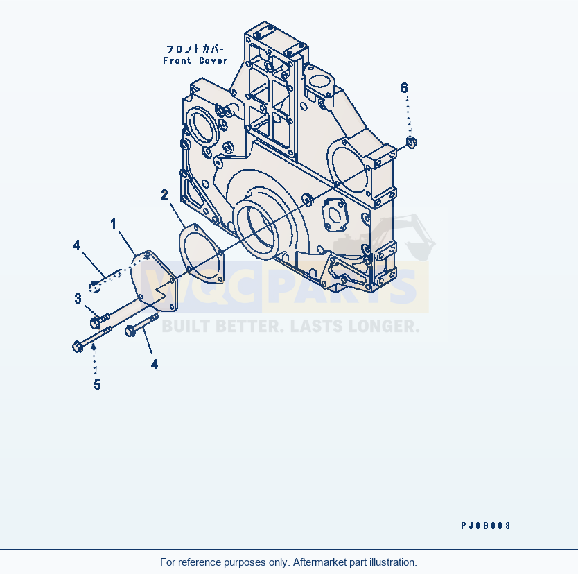 Komatsu WA500-3LK Front Gear Cover (Without Compressor) parts diagram