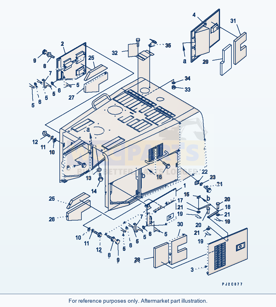 Komatsu WA500-3LK Radiator Guard And Hood (Engine Side Doors) parts diagram