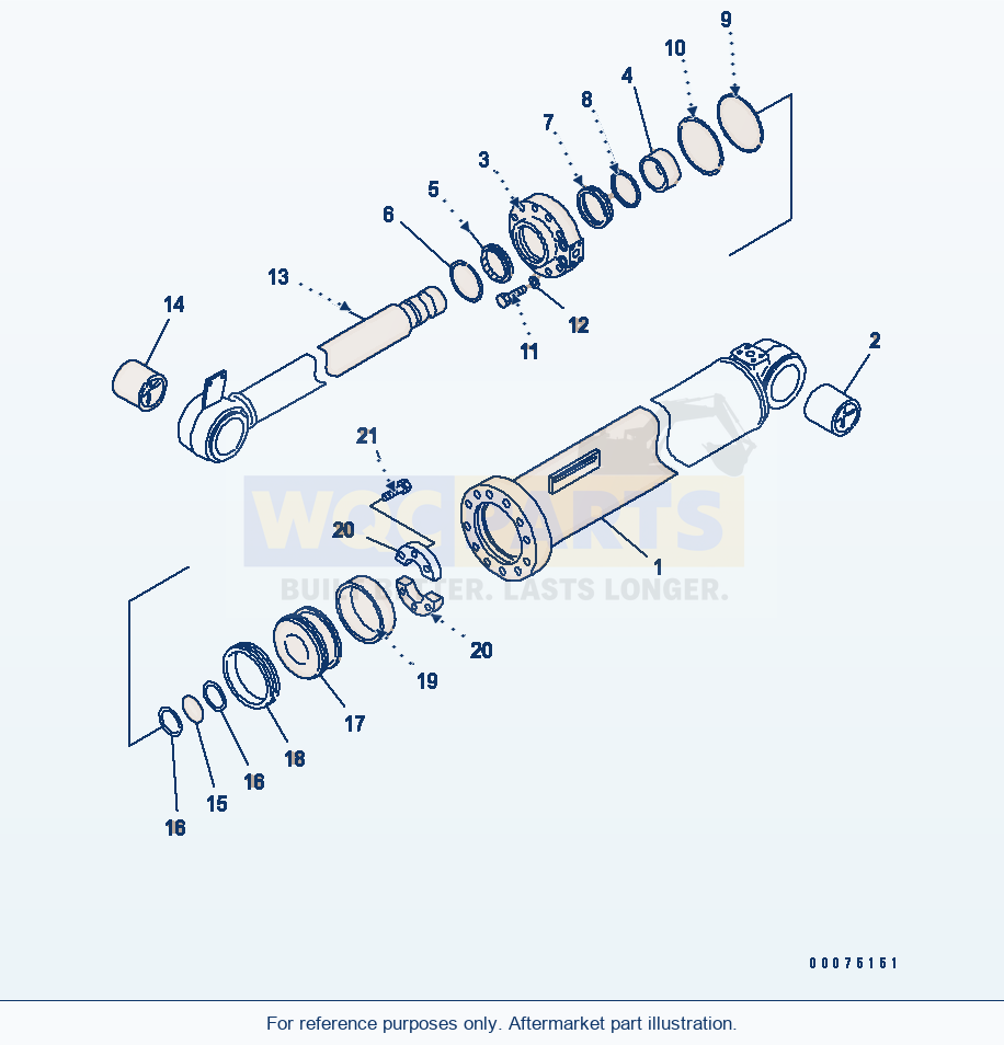 Komatsu WA500-3LK Cylinder Assembly (Bucket)(#A71001-A71105) parts diagram