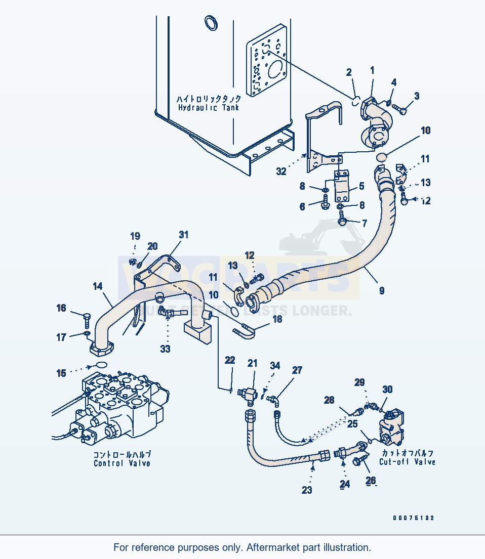 Komatsu WA500-3LK Hydraulic Piping (E.C.S.S. Drain Line) parts diagram