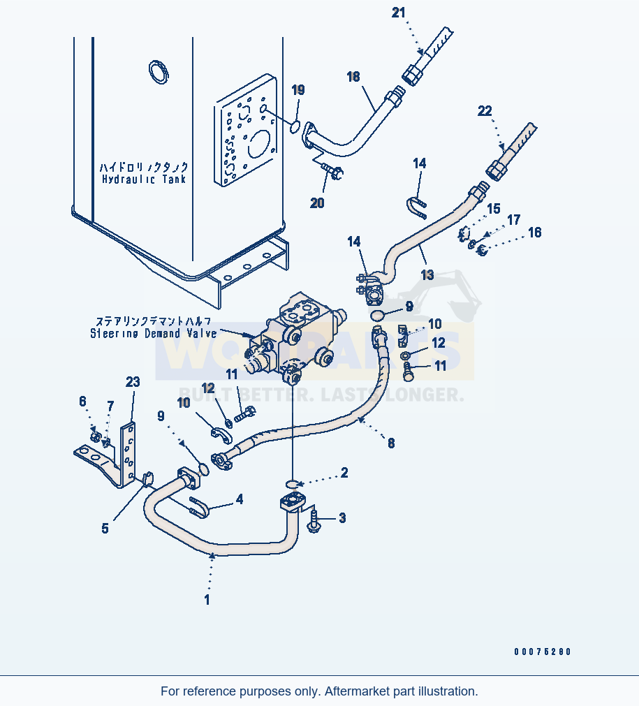 Komatsu WA500-3LK Hydraulic Piping (Steering Oil Cooler Line) parts diagram