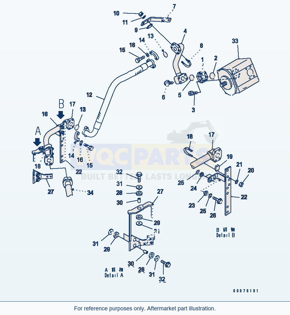Komatsu WA500-3LK Hydraulic Piping (To Loader Pump) parts diagram