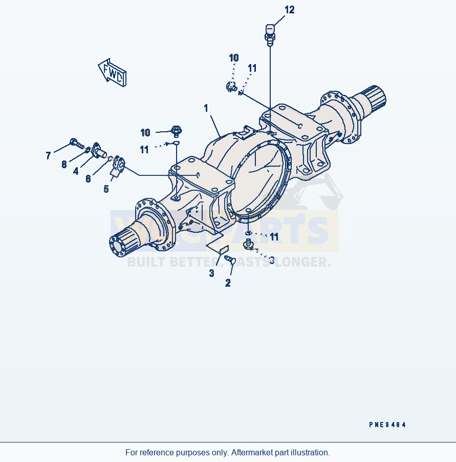 Komatsu WA500-3LK Front Axle (Housing) parts diagram