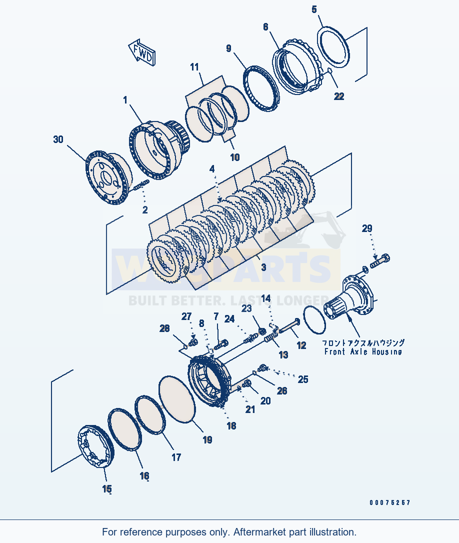 Komatsu WA500-3LK Front Axle (Wheel Brake) parts diagram