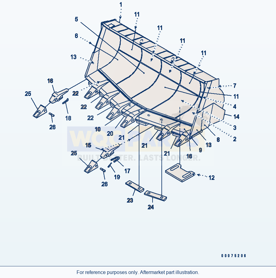 Komatsu WA500-3LK Bucket (Spade Nose 4.5 Cu. M.) (5.9 Cu. Yd.) parts diagram