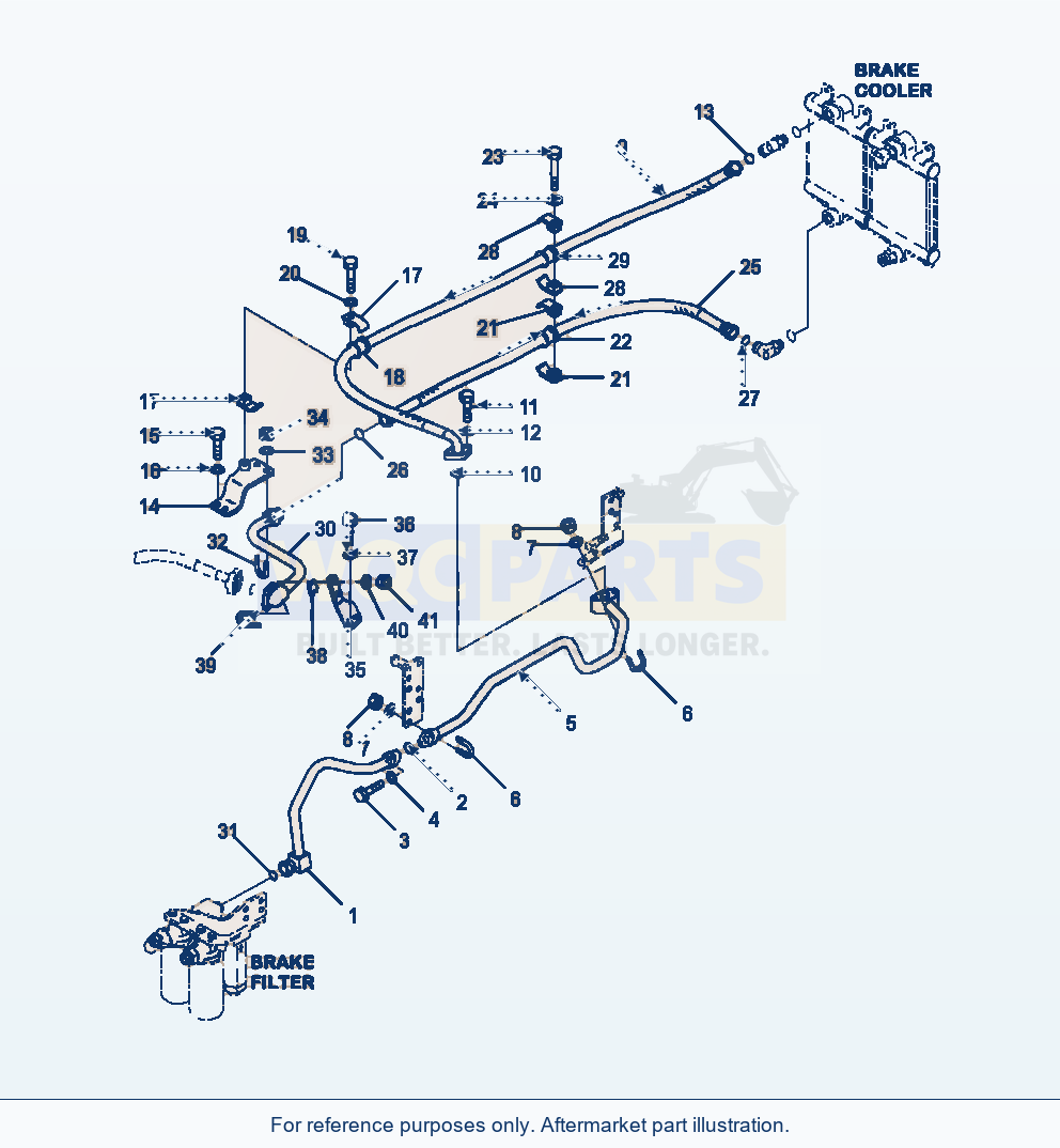 Komatsu WA500-6 Brake Cooling System Cooling Pump Cooling Line parts diagram