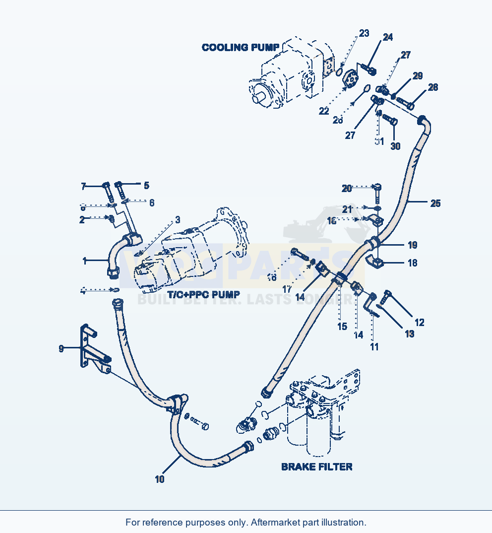 Komatsu WA500-6 Brake Cooling System Rear Line - Pump To Filter parts diagram