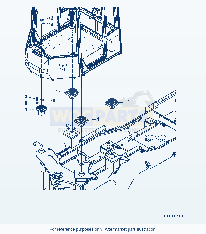 Komatsu WA500-6 Floor Frame Mount (For Separate Cab)(#55001-) parts diagram